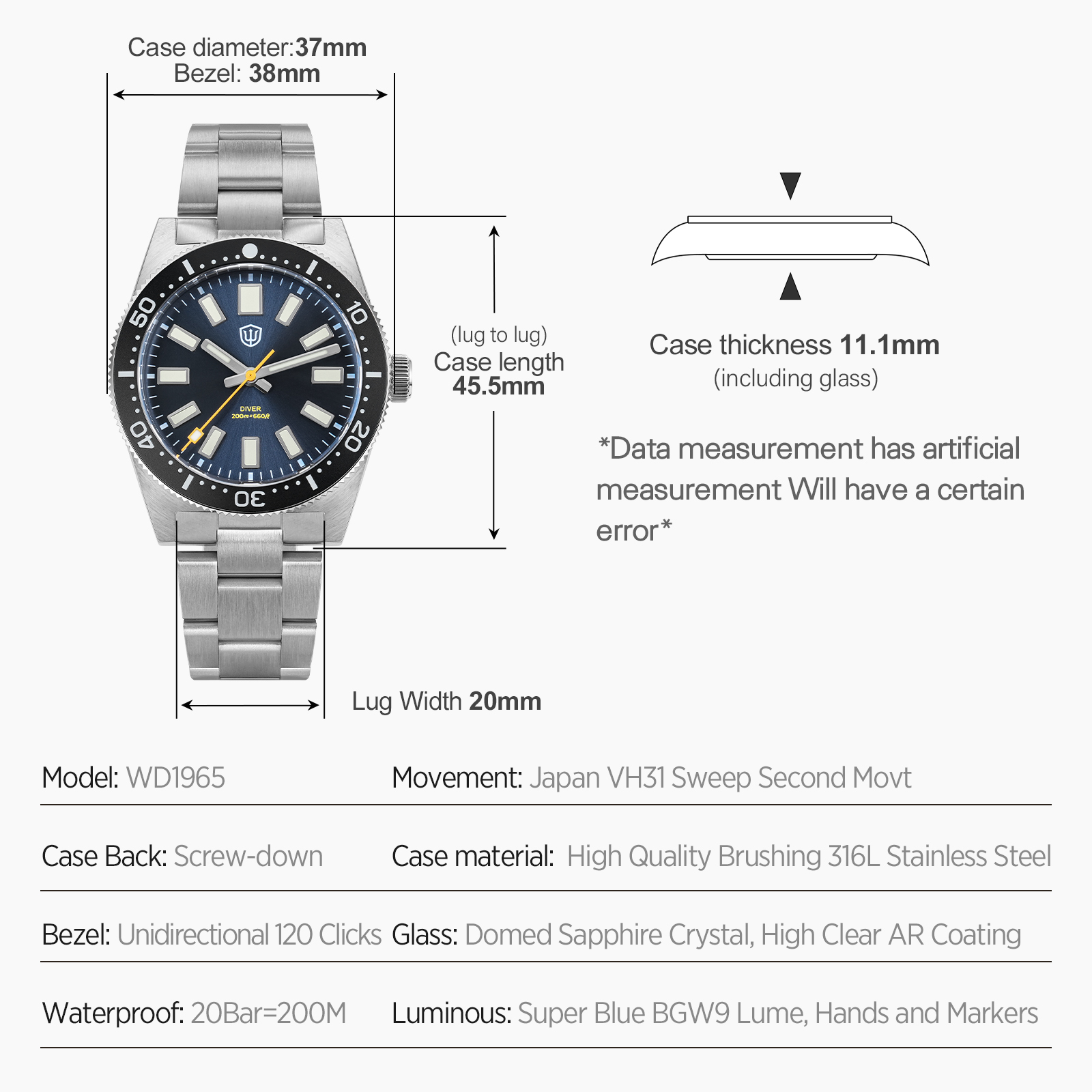 Reloj Watchdives WD1965 V2 par - Luxury Watch Cheap reseña y precio